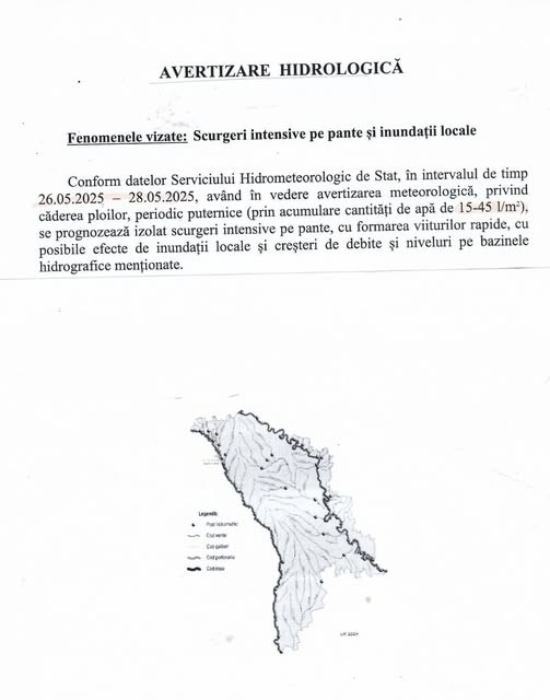 ANUNȚ  Centrul Operativ de Dispecerat Republican al IGSU informează: