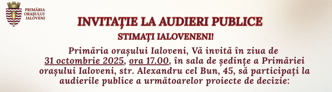 INVITAȚIE LA AUDIERI PUBLICE