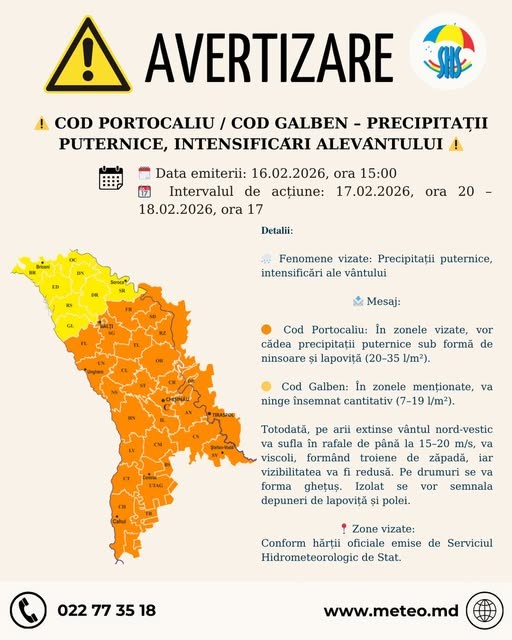 ⚠️ AVERTIZARE METEOROLOGICĂ