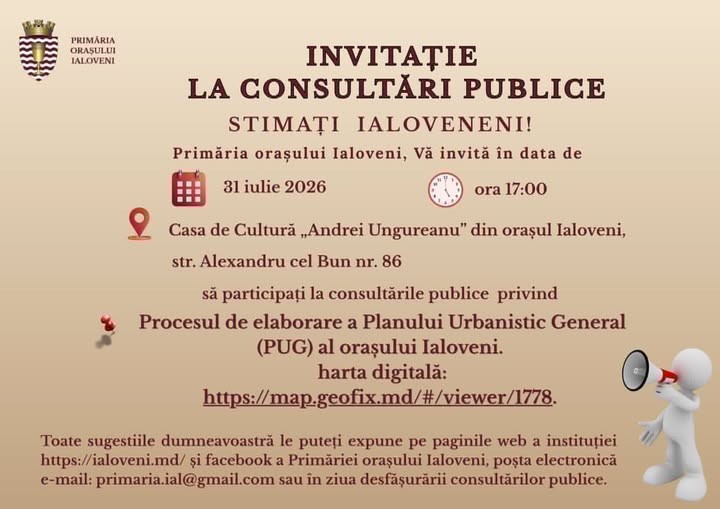 📢 CONSULTĂRI PUBLICE PRIVIND PLANUL URBANISTIC GENERAL AL ORAȘULUI IALOVENI
