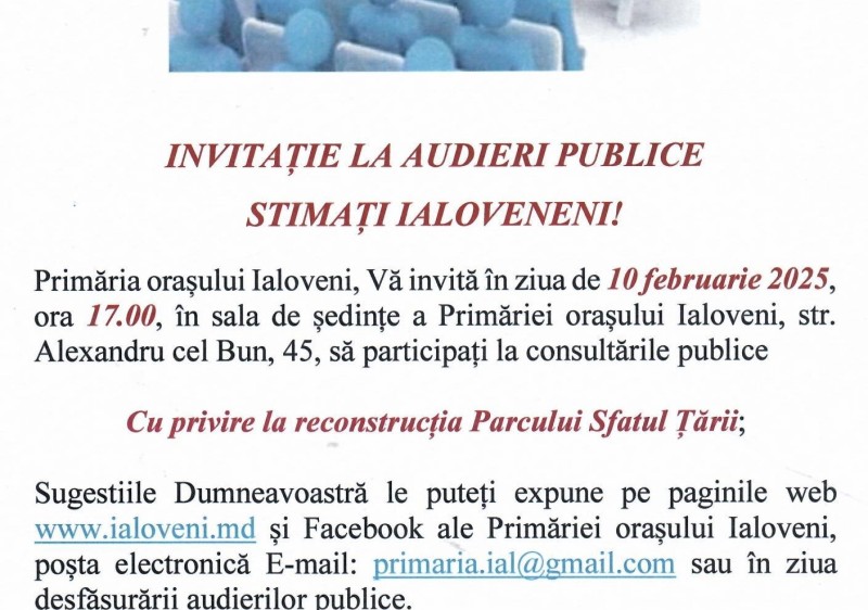 INVITAȚIE LA AUDIERI PUBLICE