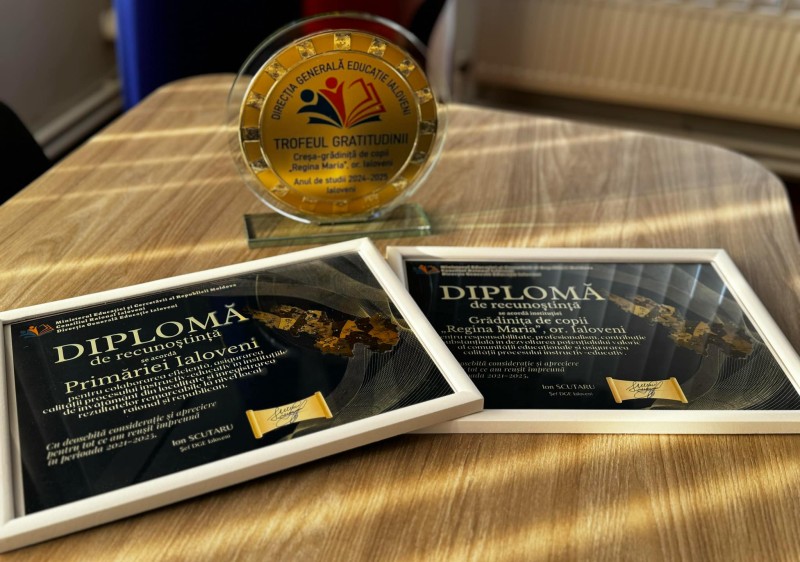 Primăria orașului Ialoveni a fost distinsă cu Diploma de recunoștință din partea Direcției Generale Educație Ialoveni