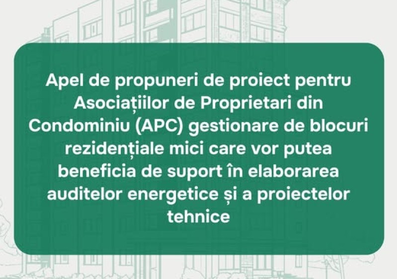 Centrul Național pentru Energie Durabilă împreună cu GIZ Moldova invită asociațiile de locatari